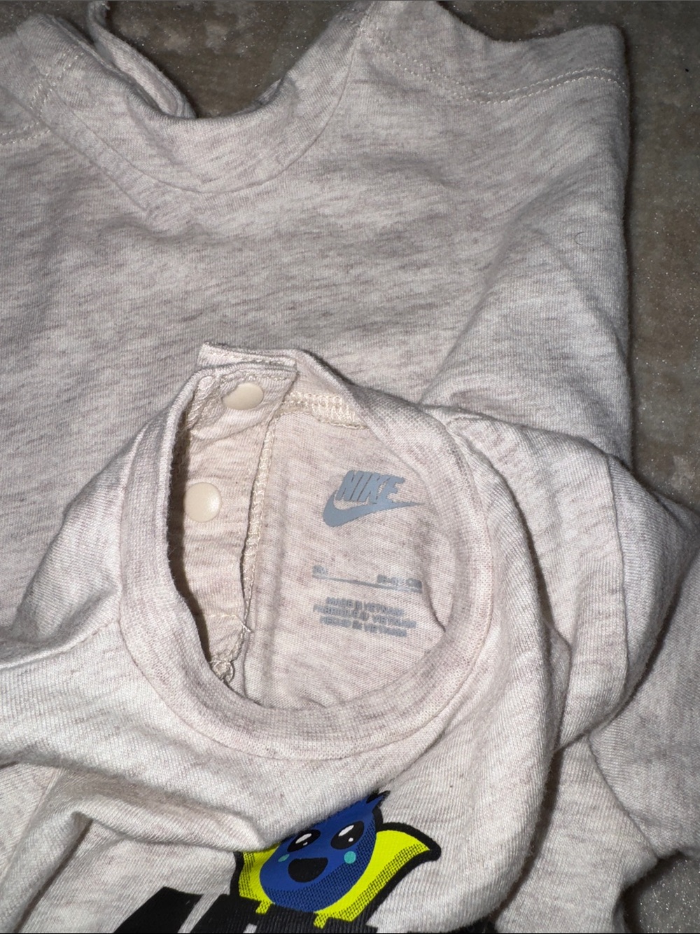 Nike Heather Gray Romper with Colorful Fruit Faces - Picture 2 of 2